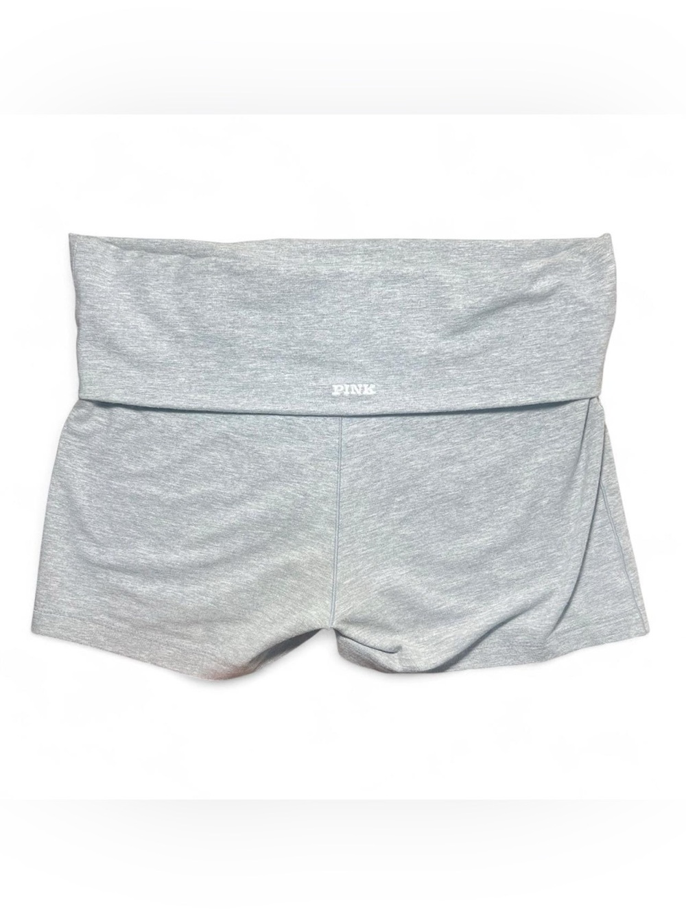 PINK Victoria's Secret Light Heather Gray Fold-Over Waist Bike Shorts